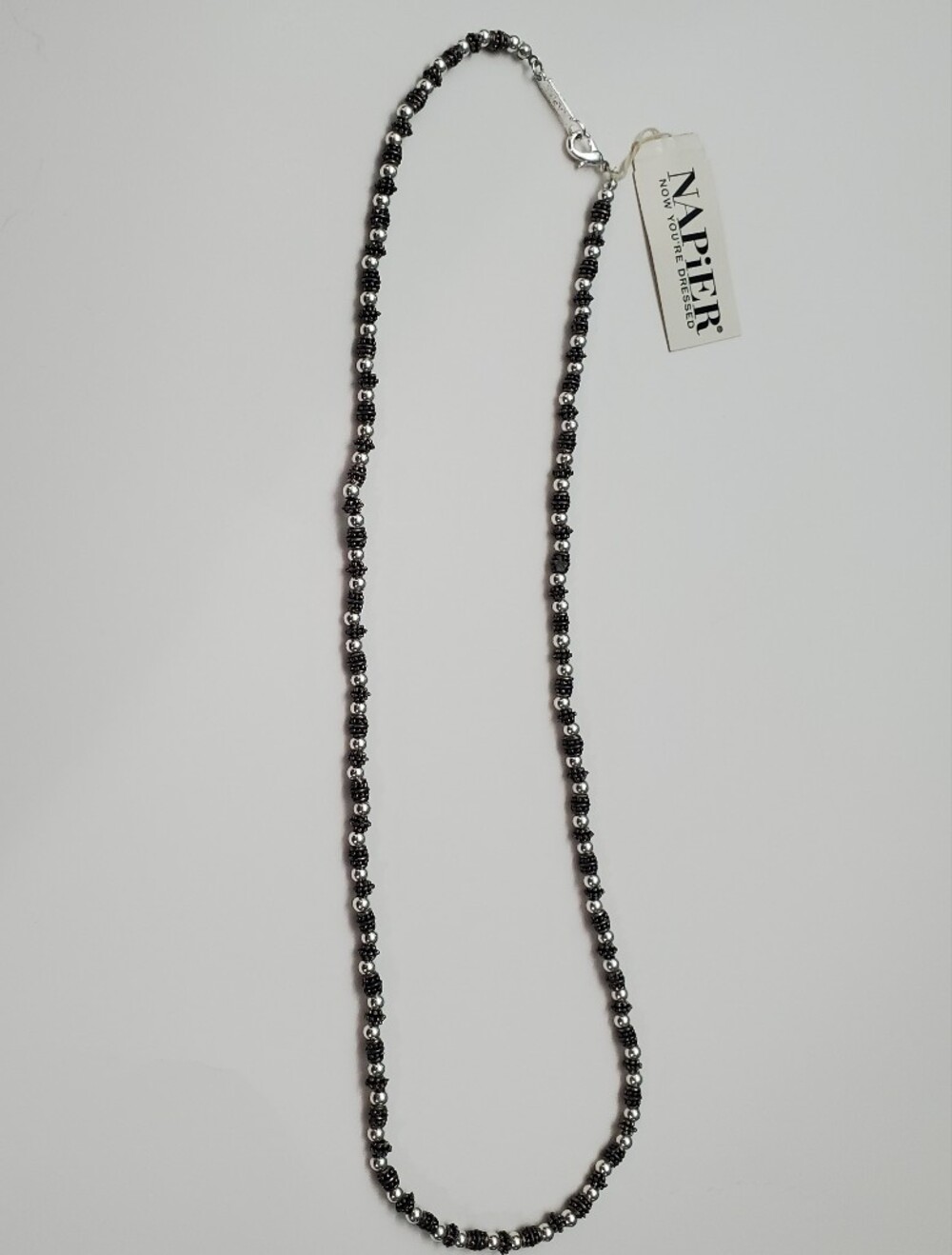 Napier Black and Silver Delicate Beaded Necklace